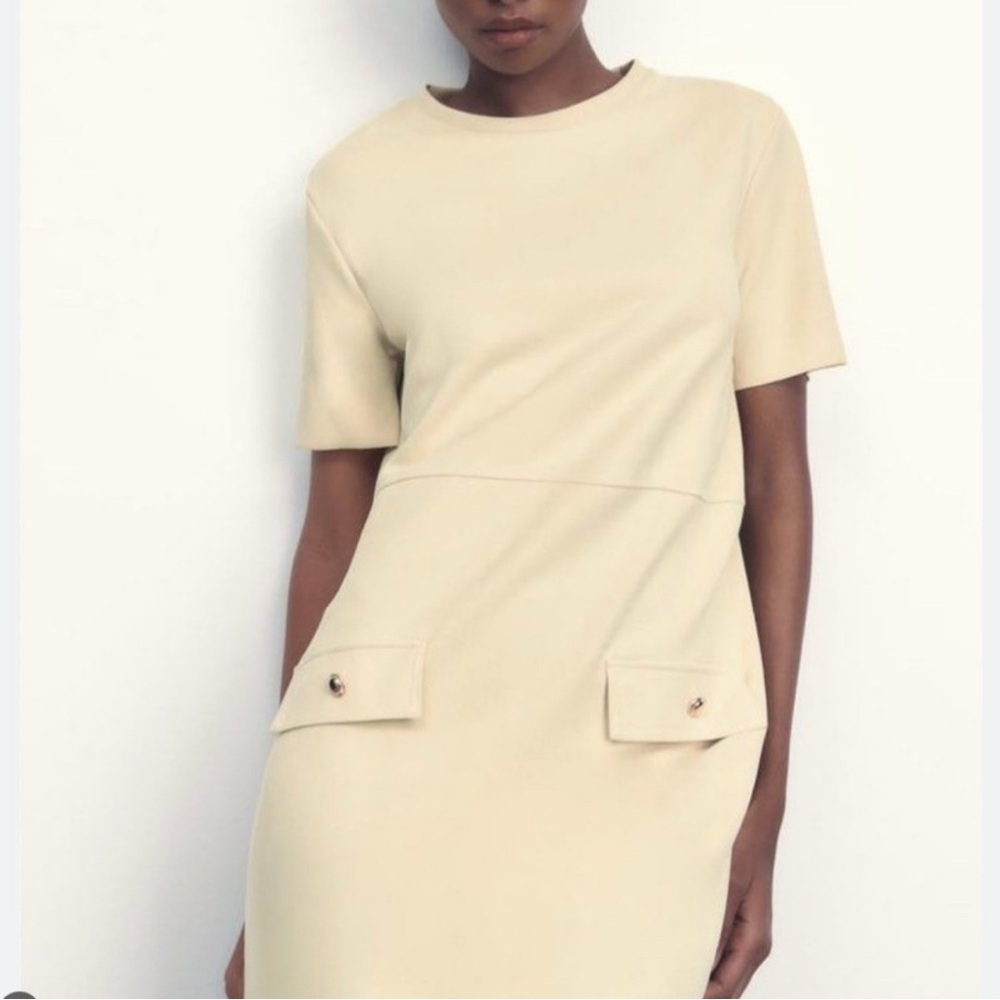 Zara beige faux suede mini dress size M - Picture 3 of 9